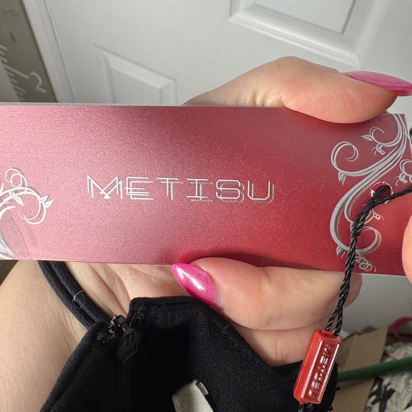 METISU NWT Black Embellished Neckline Fit And Flare High Low Dress Small Pockets - Picture 4 of 9